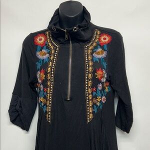 Embroidered Black Dress by caite size small
